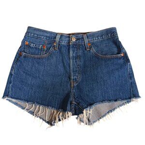 Levi's, 501 Striped Denim, High Rise, Cut Off Shorts, Button Fly, W-28, Frayed